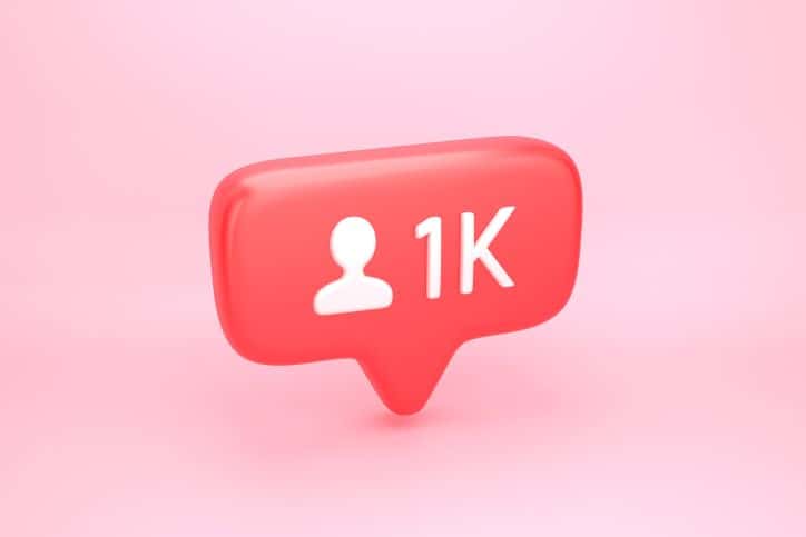 Illustrated follower comment bubble showing 1k user comments