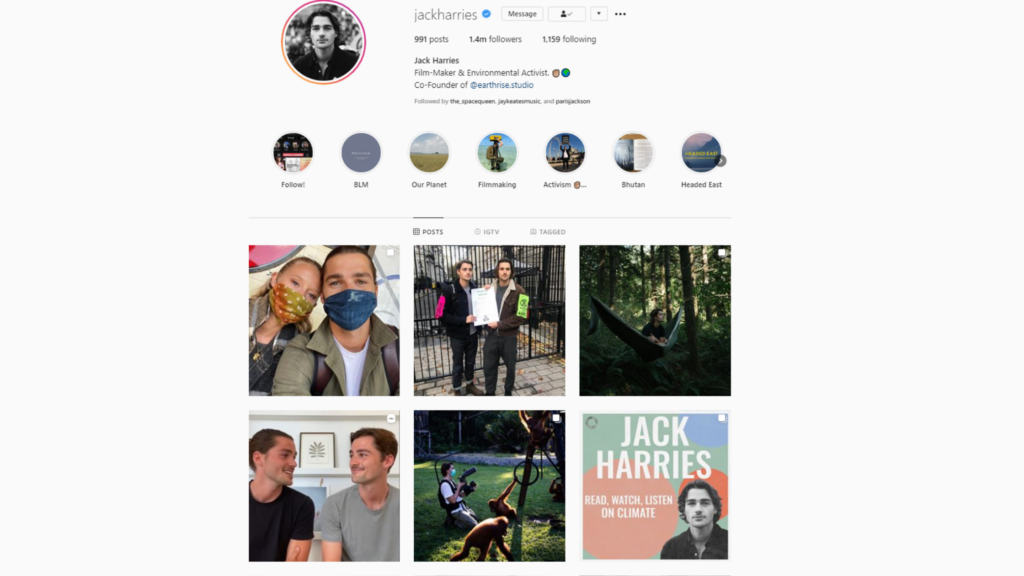 Jack Harries - Film-Maker and Environmental Activist | Instagram Page