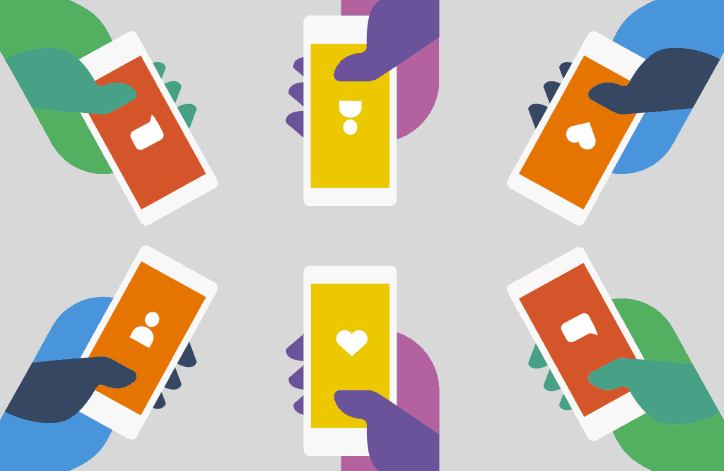 Illustration of hands holding mobile phones | Getting Started with Influencer Marketing