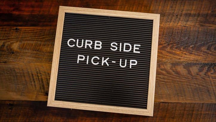 curbside pickup sign board