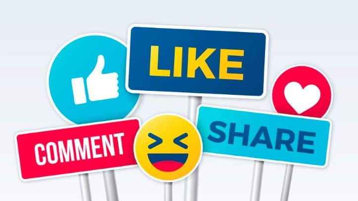 Likes, Shares, Comments - Social Media Engagement Sign Boards