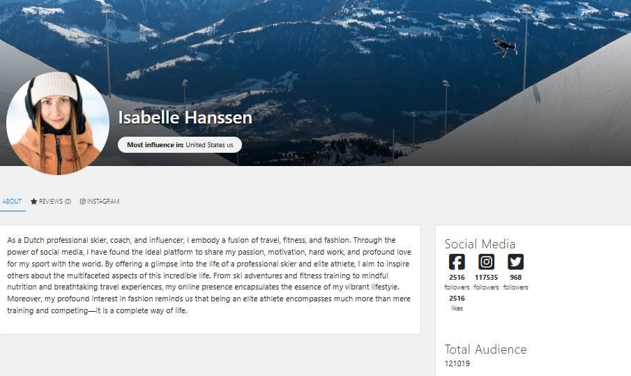 Travel and Fitness Influencer Isabelle Hanssen How Influencers Make Money on Afluencer: Optimize Your Profile. Influencer Isablle Hanssen