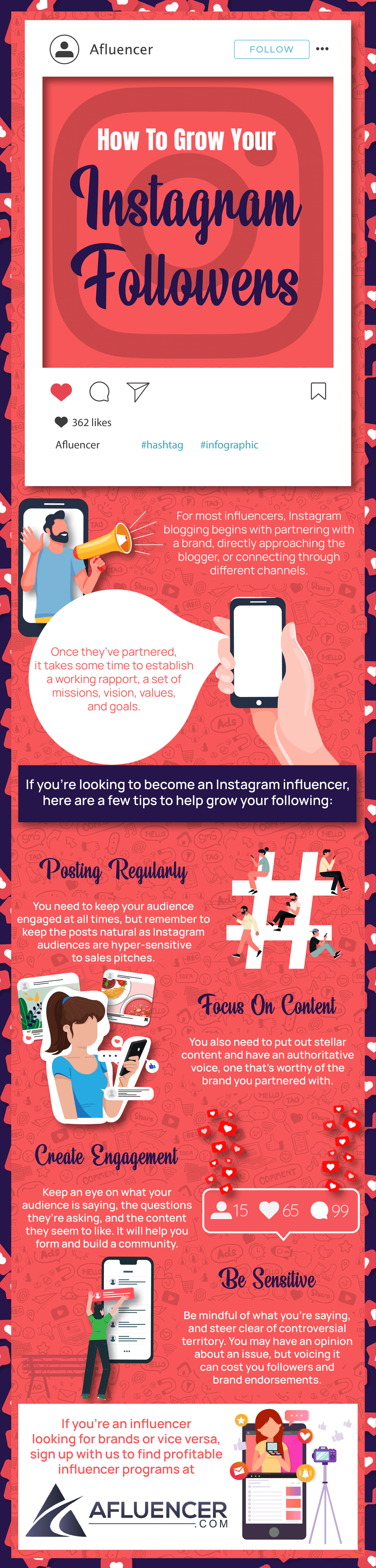 How to Grow Instagram Followers | Afluencer Infographic