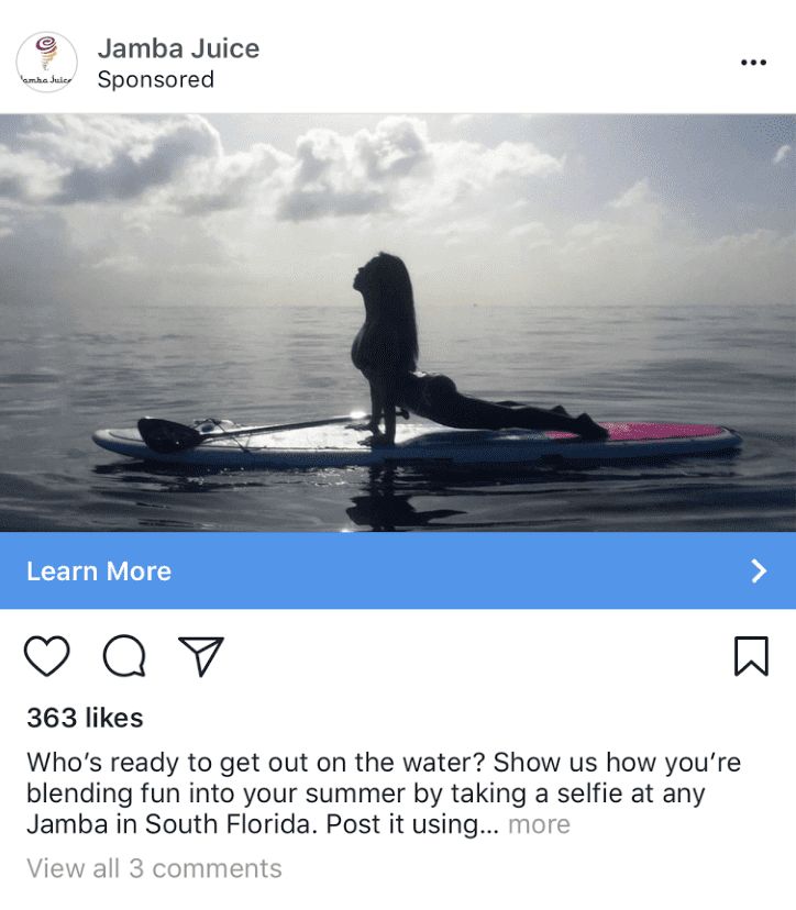Sample Sponsored Post | Instagram Ads