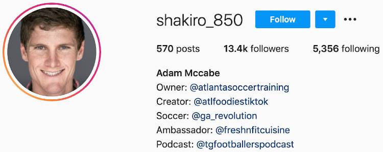 Adam Mccabe | Pro Soccer Player and Foodie | Instagram Bio