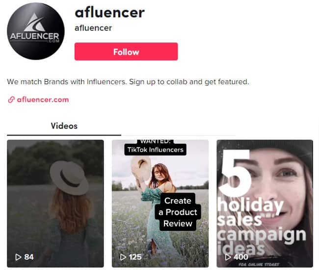 Afluencer profile on TikTok and latest videos