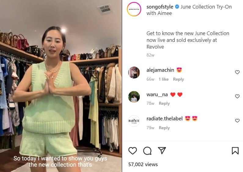 Aimee's Song of Style IG | Post promoting latest clothing collection