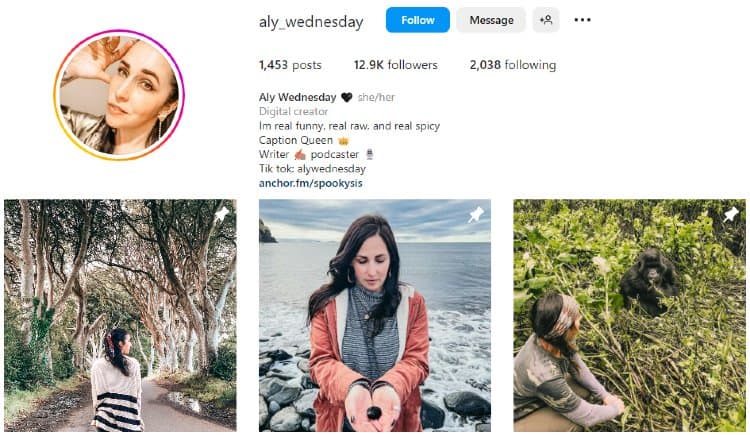 Aly Wednesday's IG bio and pinned posts | Best fashion bloggers in Utah