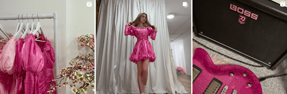 Anna Iasevoli's pink themed Instagram posts