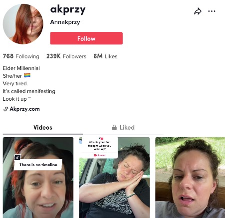 Anna Przybylski TikTok bio and videos