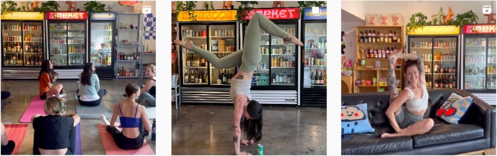 April Denning yoga sessions in studio with refreshments fridges