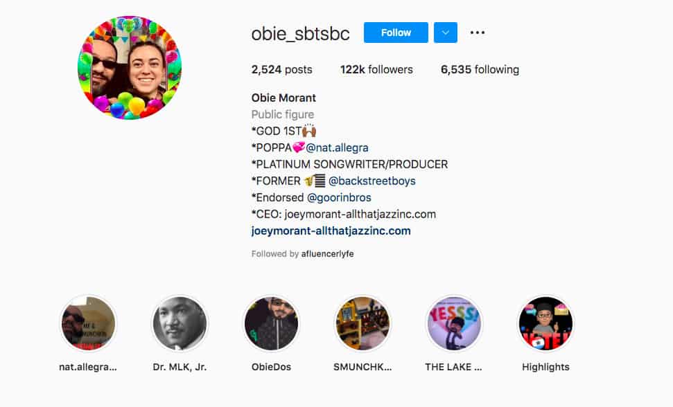 Augustus aka Obie Morant | Instagram bio and stories highlights