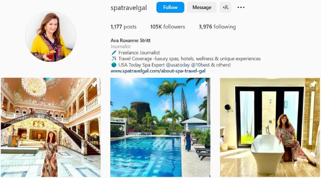 Ava Roxanne Stritt IG travel posts | Middle-aged influencer on Afluencer