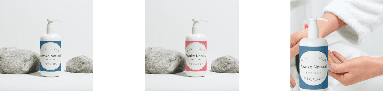 Awake Natural hair skincare dispenser bottles