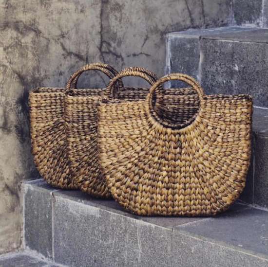 3 wicker bags on steps | Birds On A Wire Designs