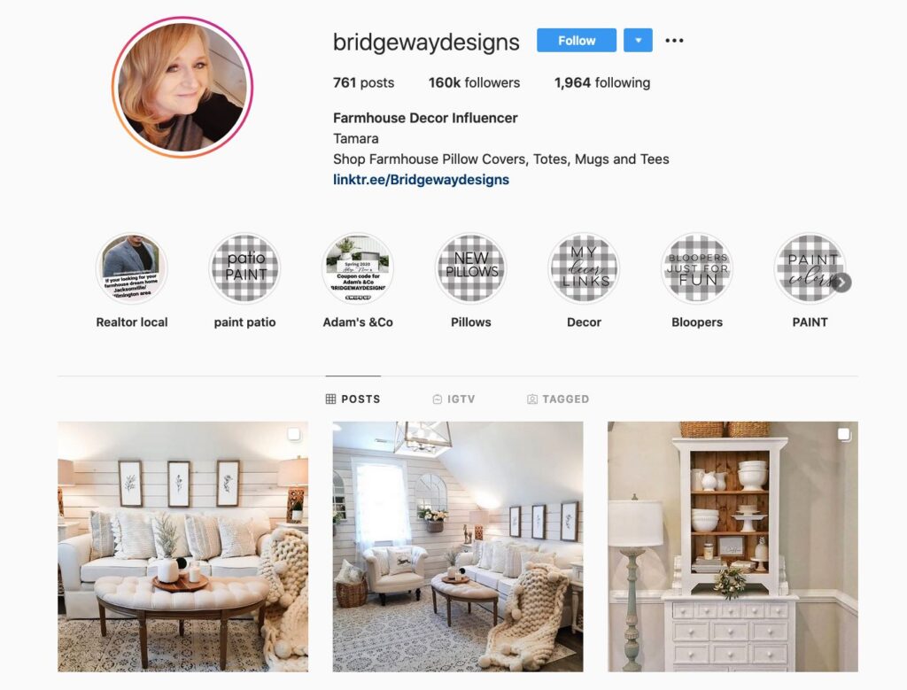 Tamara Salvetti | Bridgeway Designs Instagram Bio | Farmhouse design posts