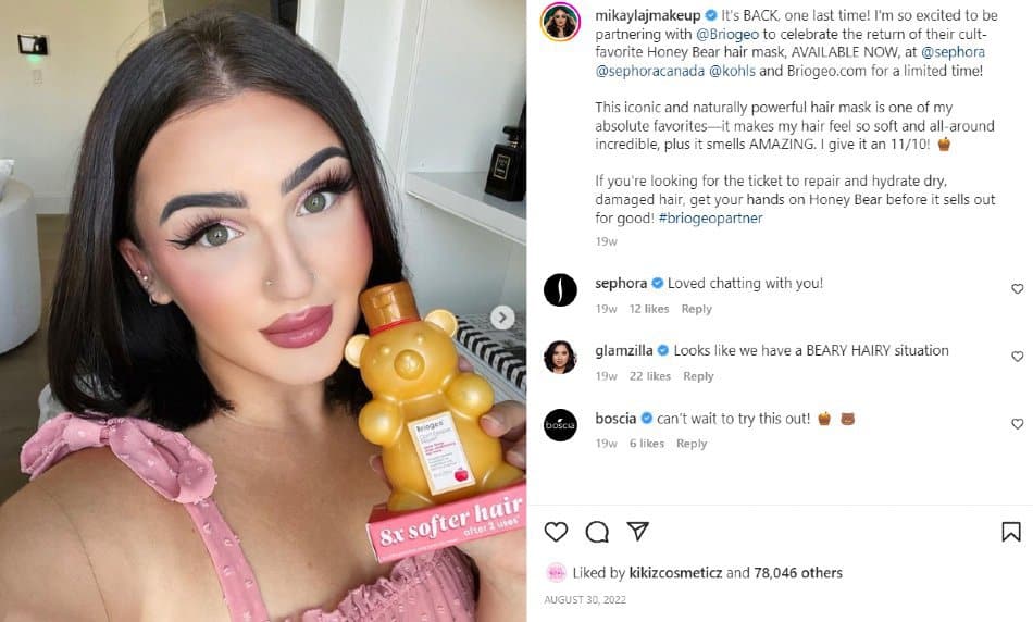 Mikayla Jane partners with Briogeo on Instagram | Shopify influencer marketing