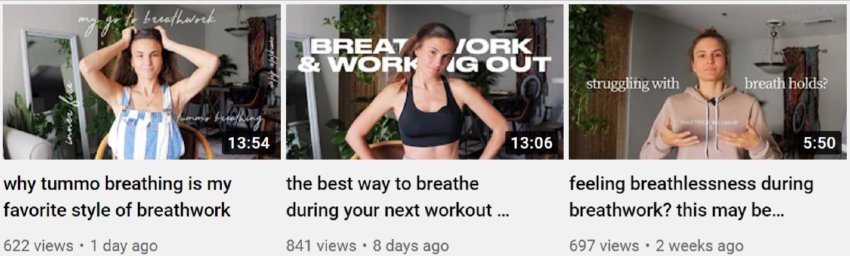Casey-Michelle Budd demonstrating breathwork on YouTube