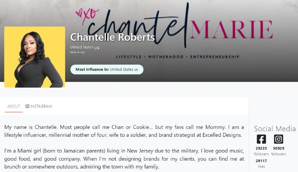 Chantelle Roberts | Afluencer profile