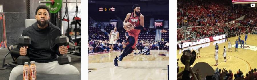 Christian Watford playing basketball and lifting dumbbells | IG posts