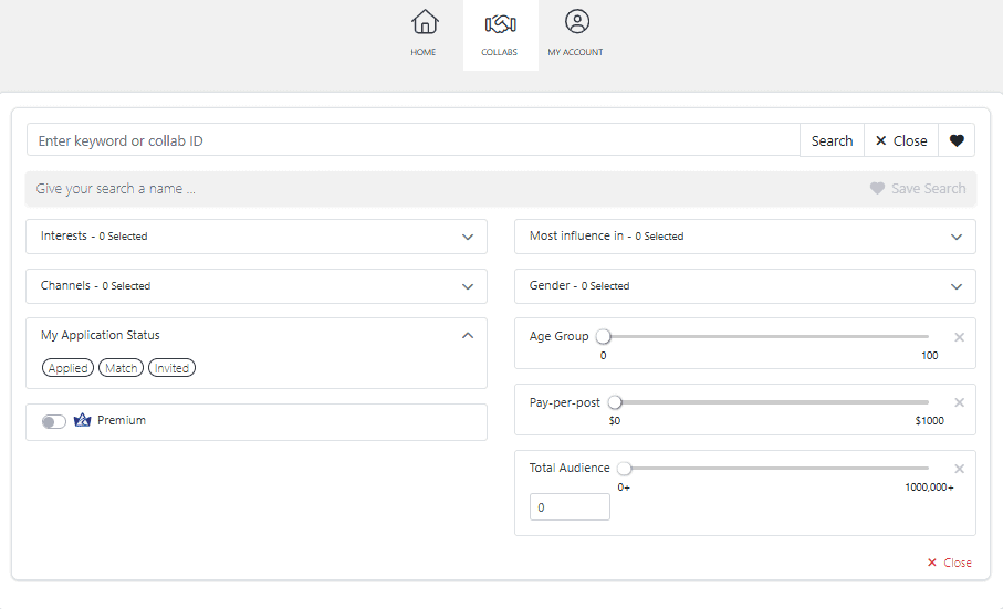 How Influencer Make Money on Afluencer: Collab Feed Filters