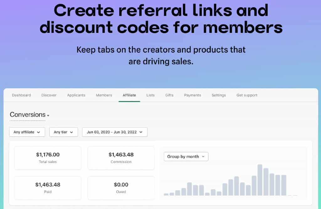 Creating referral links and discount codes