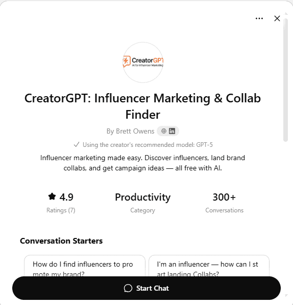 AI Influencer Marketing Tools 2025: CreatorGPT by Afluencer
AI Marketing for Brands