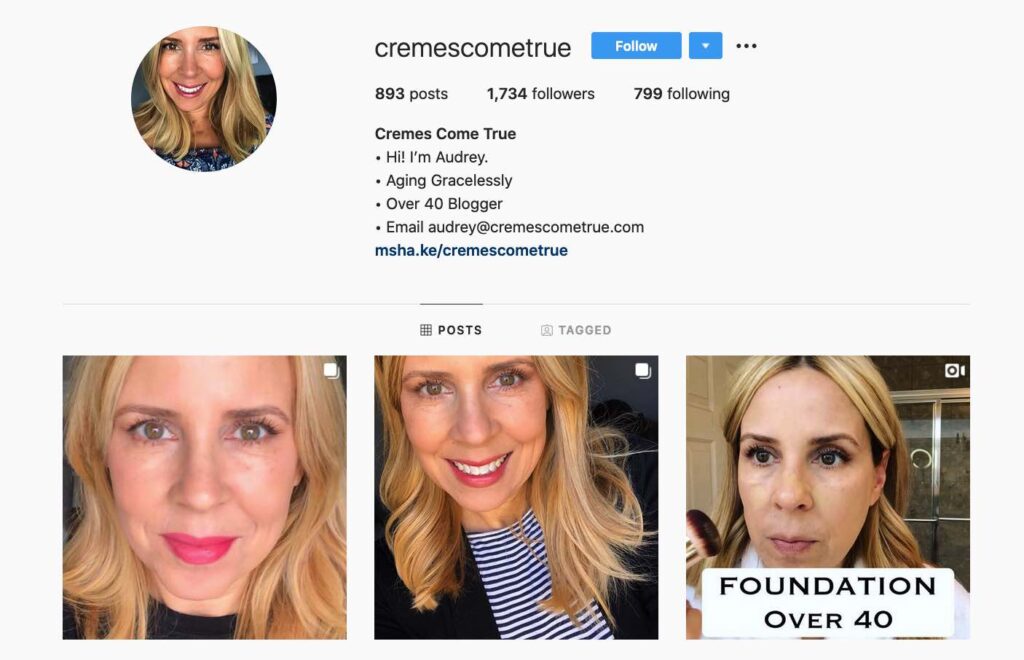Audrey Stefanik | Cremes Come True Instagram | Makeup tips