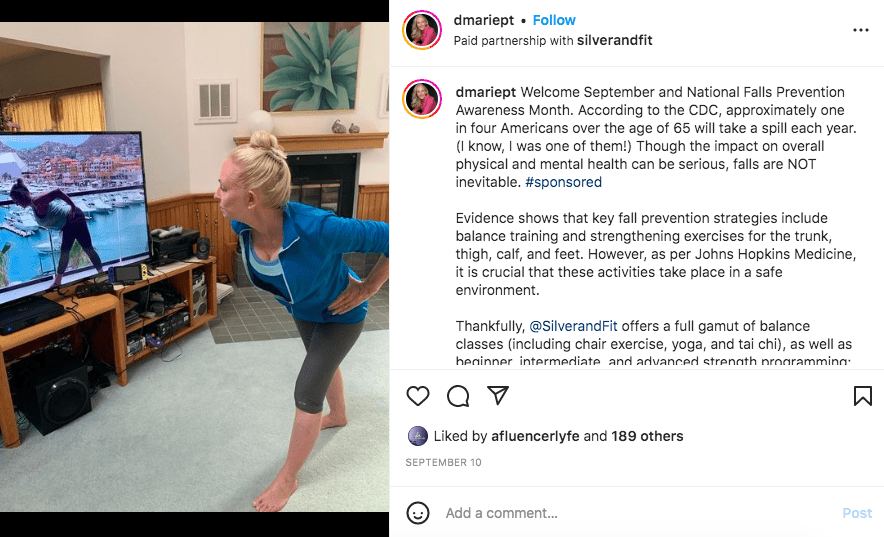 Donna Cantrell workout post on Instagram | Health coach influencers
