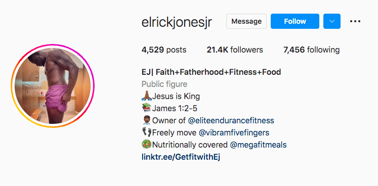 Elrick Jones Instagram bio