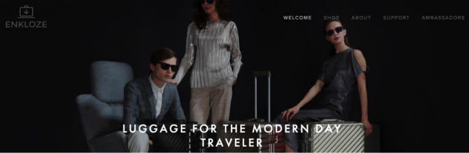 Enkloze website | Luggage for the Modern Day Traveler