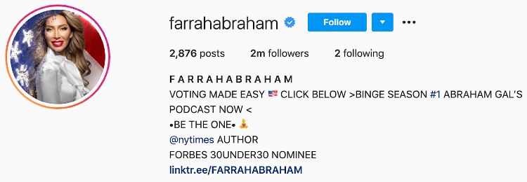 Farrah Abraham Instagram Bio