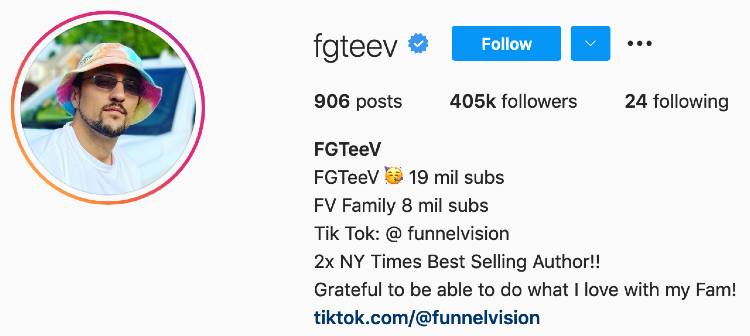 FGTeeV | Instagram Bio | Gaming with the Family