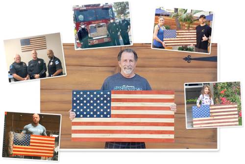 Freedom Flags - Happy Customers Posing with their wooden American flags
