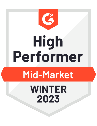 G2 Winter 2023 Badge for Mid Market Brands | High Performer