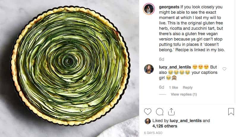 Georgia McDermott IG post | gluten-free herb, ricotta and zucchini tart