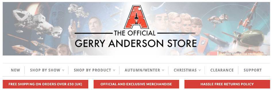 Gerry Anderson Store website | Hot 2022 Brands on Afluencer