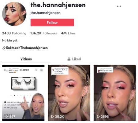 Hannah Jensen on TikTok | Beauty influencers featured on Afluencer