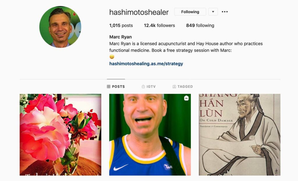 Marc Ryan | Hashimoto Healer | Instagram bio and posts