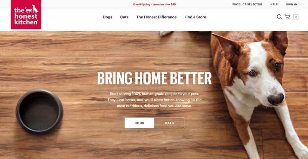 Honest Kitchen website | Pet brands on Afluencer