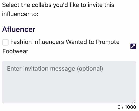Inviting influencers to your Afluencer collab