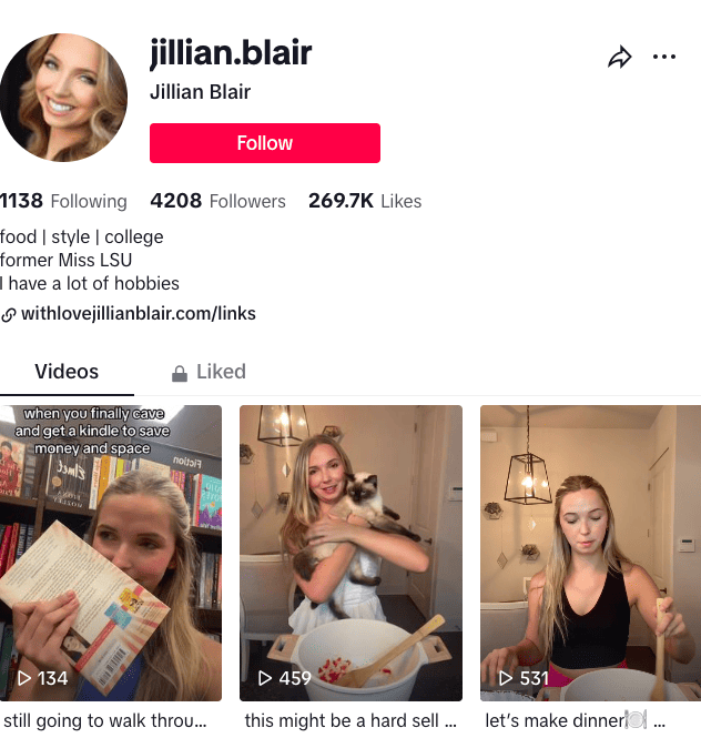 Jillian Blair on TikTok | Social media content creators