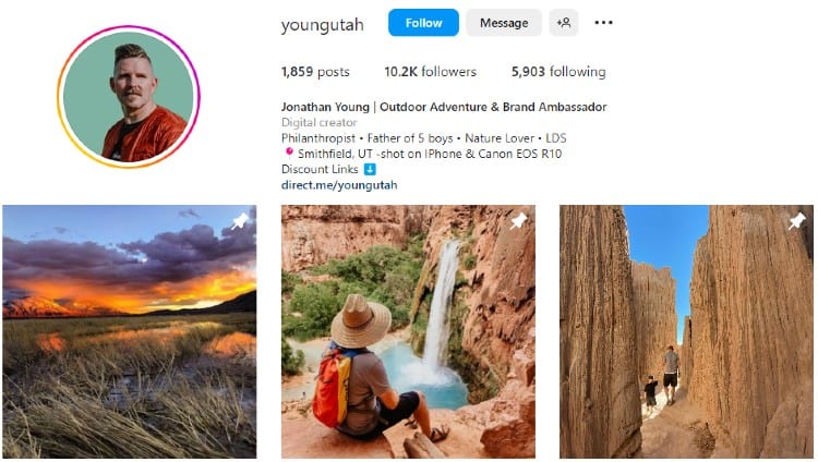 Jonathan Young | Instagram bio and pinned posts