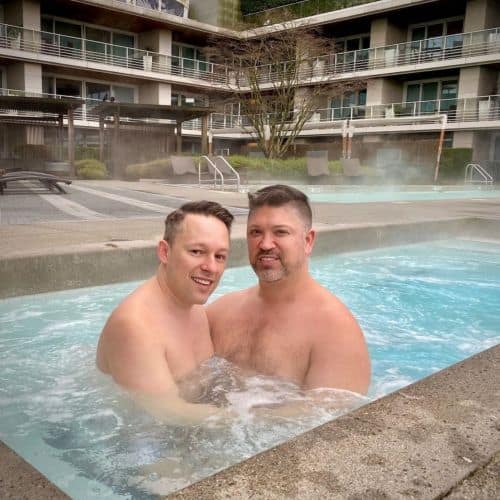 Josh Rimer | In hot water jacuzzi with partner | Gay Influencers Featured on Afluencer
