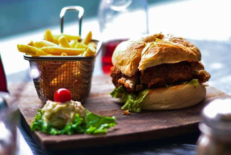 Chicken Burger, Fries and Coleslaw | Foodie Travel Influencers
