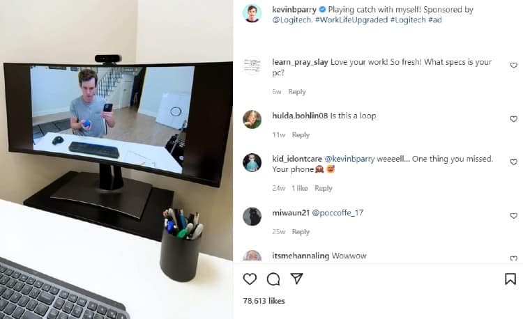 Kevin Parry collaborates with Logitech on Instagram post