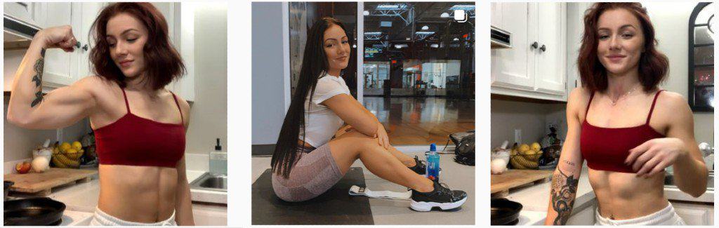 Kryss Desandre IG posts | Flexing in the kitchen and resting in the gym