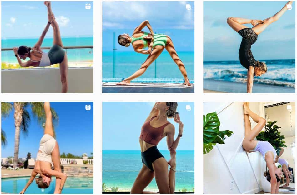 Kylan Fischer doing yoga exercises and poses on Instagram