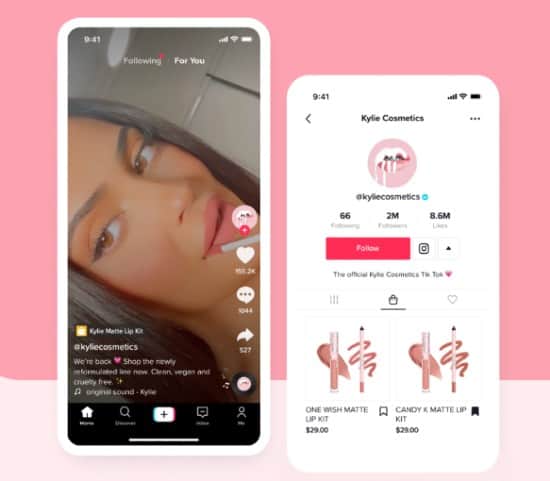 Kylie cosmetics promotes Shopify products on TikTok