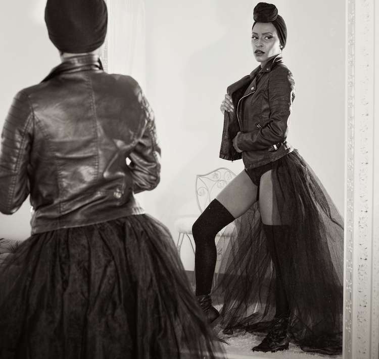 Lavynder Lee - posing elegantly in front of giant mirror